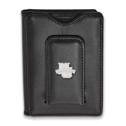 Sterlingsilber S. Rhodiniert Logoart Marquette University Schwarz Leder Wallet