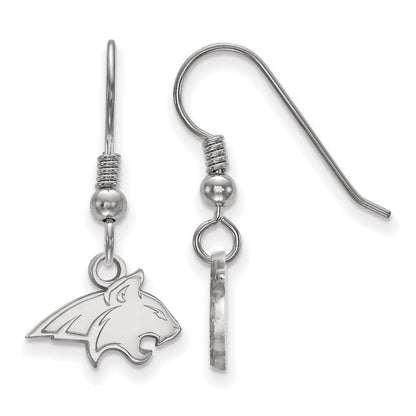 Sterlingsilber Rhodiniert Logoart Montana State University Bobcat Extra Klein Hängend Draht Ohrringe