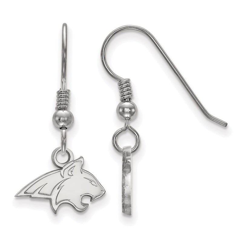Sterlingsilber Rhodiniert Logoart Montana State University Bobcat Extra Klein Hängend Draht Ohrringe
