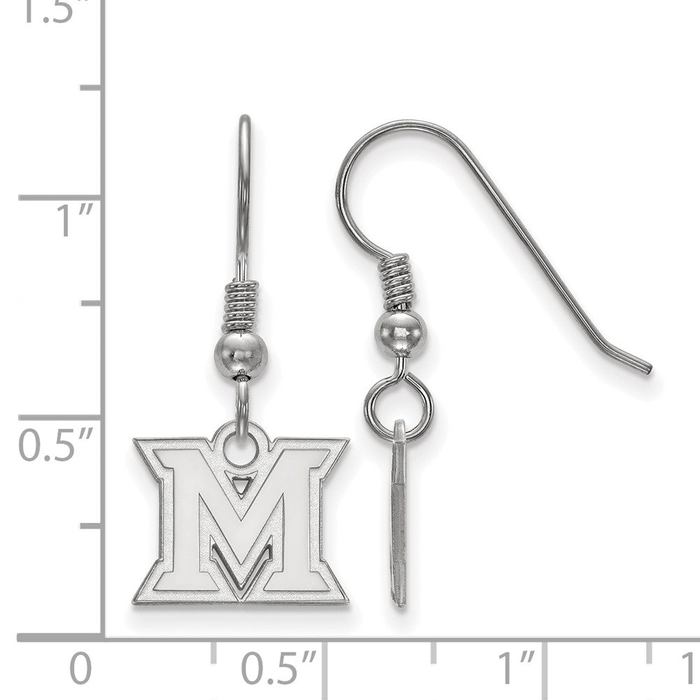 Sterlingsilber Rhodiniert Logoart Miami University Ohio Buchstabe M Extra Klein Hängend Draht Ohrringe