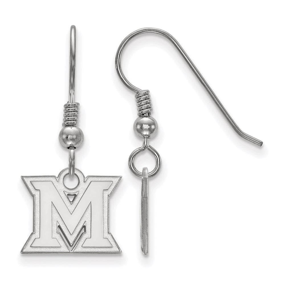 Sterlingsilber Rhodiniert Logoart Miami University Ohio Buchstabe M Extra Klein Hängend Draht Ohrringe