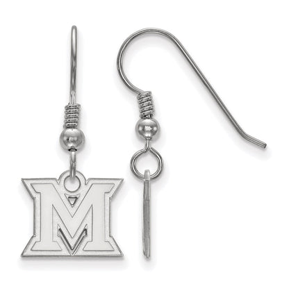 Sterlingsilber Rhodiniert Logoart Miami University Ohio Buchstabe M Extra Klein Hängend Draht Ohrringe