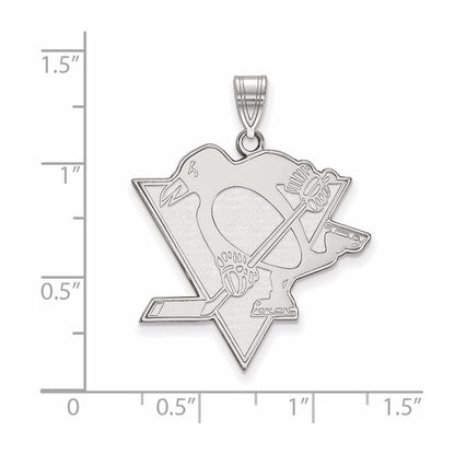Sterlingsilber Rhodiniert Nhl Logoart Pittsburgh Penguins Extra Groß Anhänger