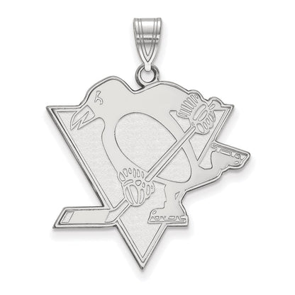 Sterlingsilber Rhodiniert Nhl Logoart Pittsburgh Penguins Extra Groß Anhänger