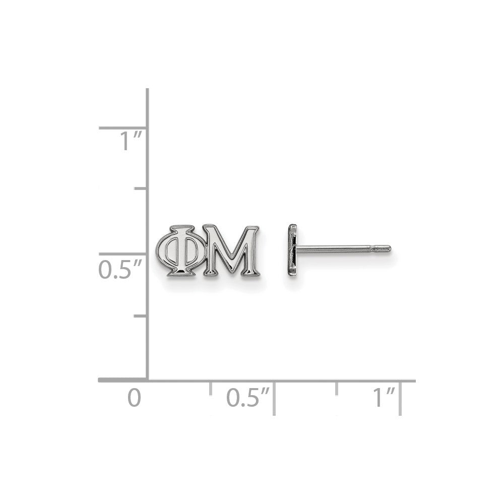Sterlingsilber Rhodiniert Logoart Phi Mu Sorority Greek Buchstaben Extra Klein Ohrstecker