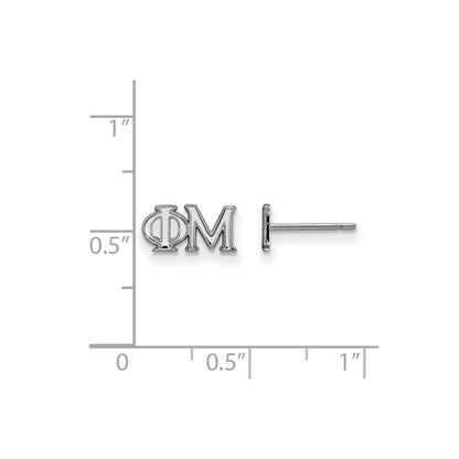 Sterlingsilber Rhodiniert Logoart Phi Mu Sorority Greek Buchstaben Extra Klein Ohrstecker