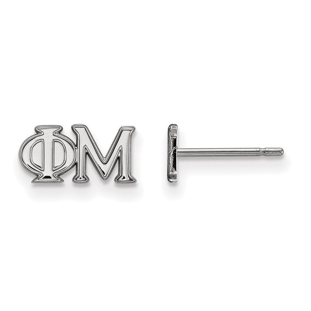 Sterlingsilber Rhodiniert Logoart Phi Mu Sorority Greek Buchstaben Extra Klein Ohrstecker