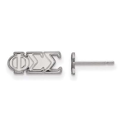 Sterlingsilber Rhodiniert Logoart Phi Sigma Sorority Greek Buchstaben Extra Klein Ohrstecker