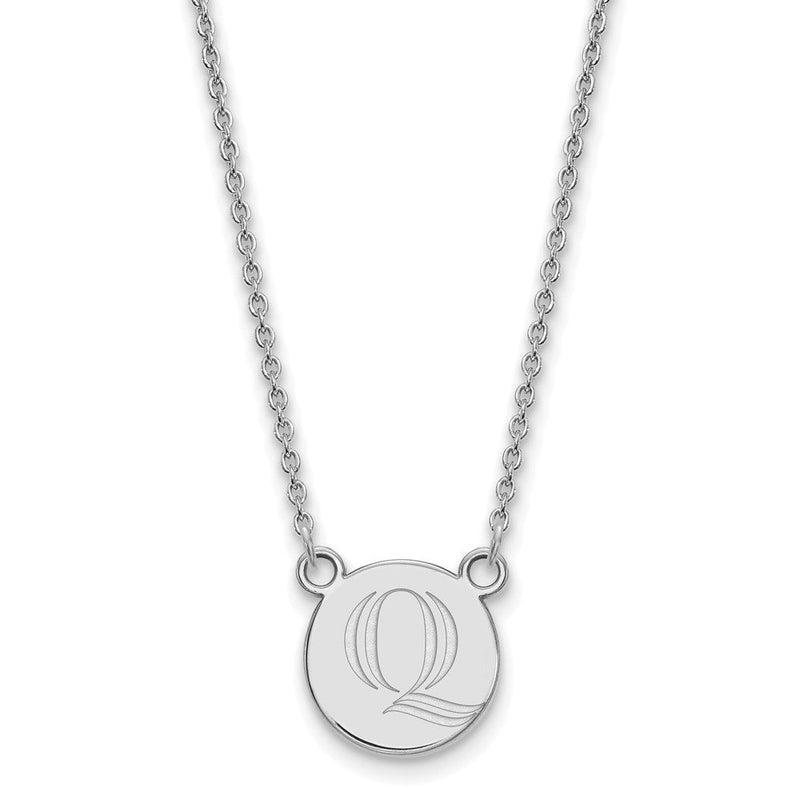 Sterlingsilber Rhodiniert Logoart Quinnipiac University Buchstabe Q Klein Anhänger 18 Zoll Halskette
