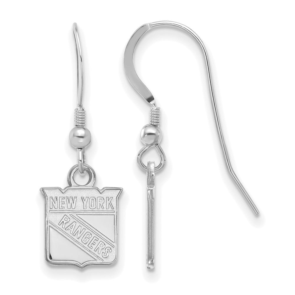 Sterlingsilber Rhodiniert Nhl Logoart New York Rangers Extra Klein Hängend Draht Ohrringe
