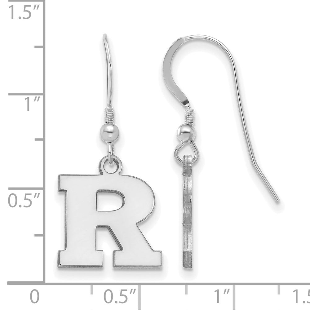 Sterlingsilber Rhodiniert Logoart Rutgers University Buchstabe R Klein Hängend Draht Ohrringe