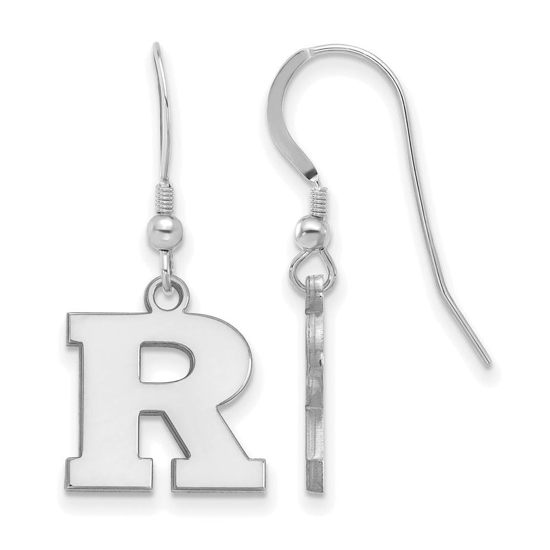Sterlingsilber Rhodiniert Logoart Rutgers University Buchstabe R Klein Hängend Draht Ohrringe