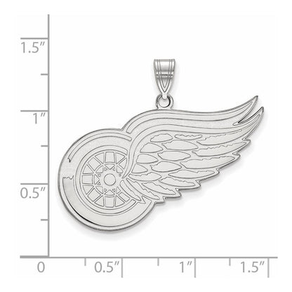 Sterlingsilber Rhodiniert Nhl Logoart Detroit Rot Flügel Extra Groß Anhänger