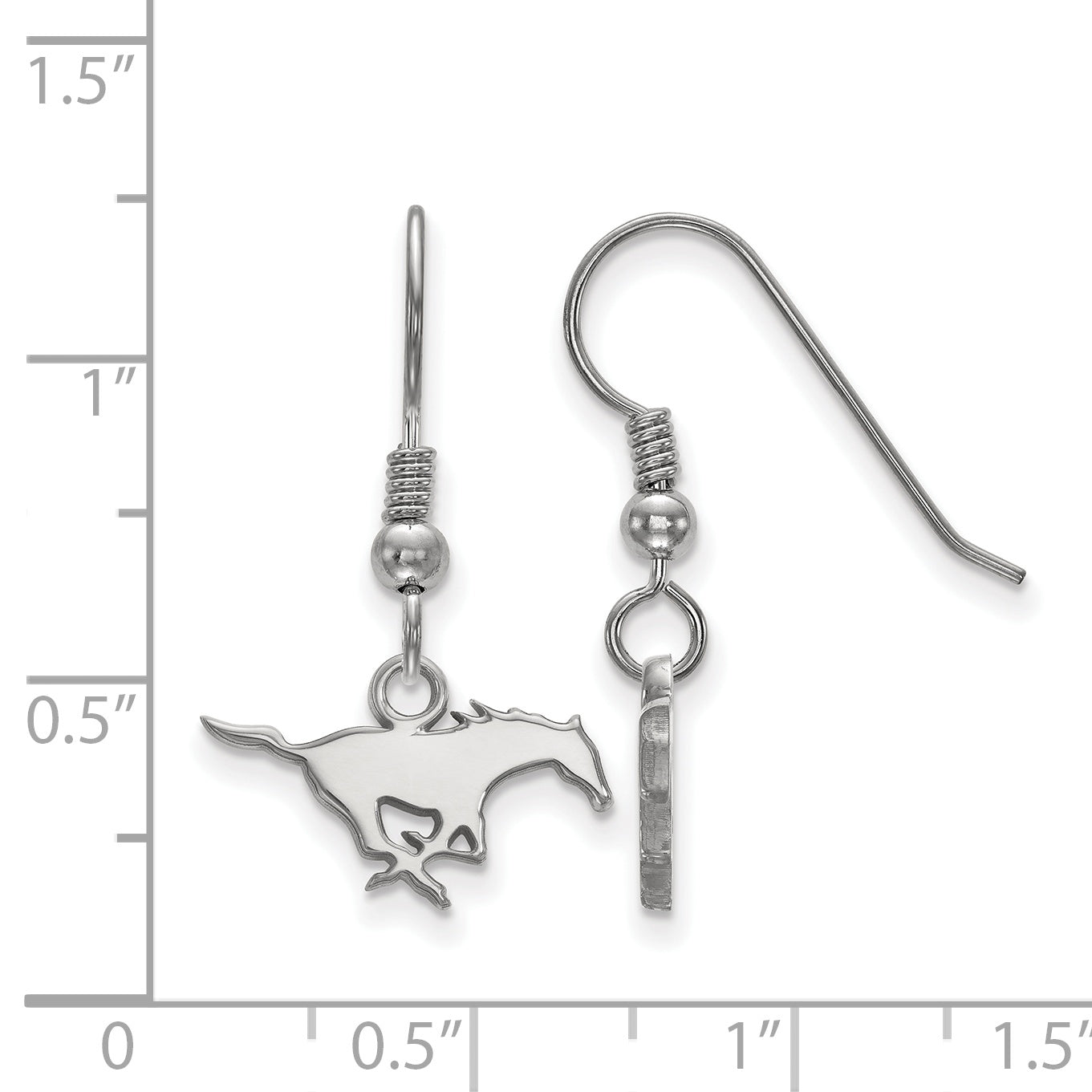Sterlingsilber Rhodiniert Logoart Southern Methodist University Mustang Extra Klein Hängend Draht Ohrringe