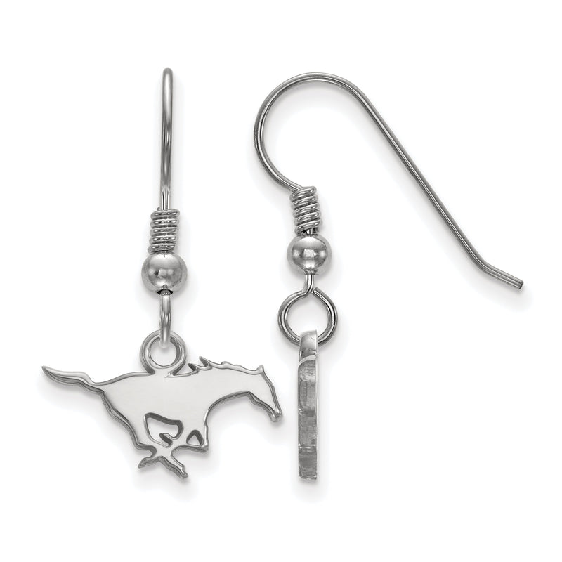 Sterlingsilber Rhodiniert Logoart Southern Methodist University Mustang Extra Klein Hängend Draht Ohrringe