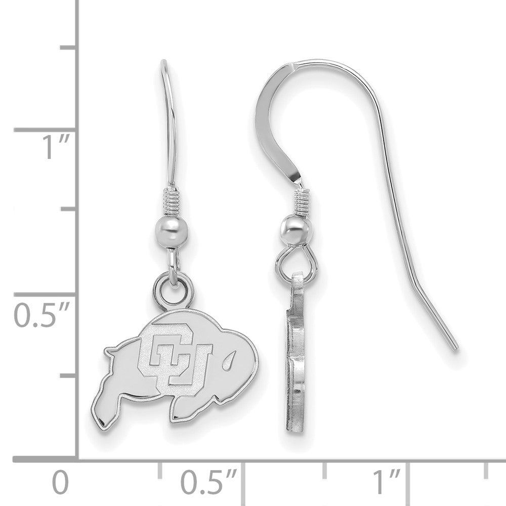 Sterlingsilber Rhodiniert Logoart University Of Colorado Buffalo Extra Klein Hängend Draht Ohrringe