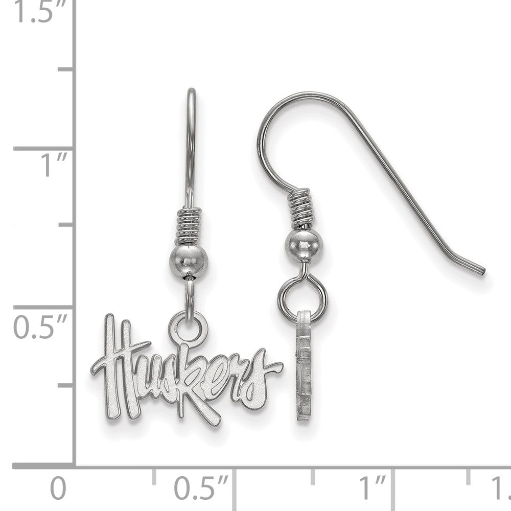 Sterlingsilber Rhodiniert Logoart University Of Nebraska Huskers Extra Klein Hängend Draht Ohrringe