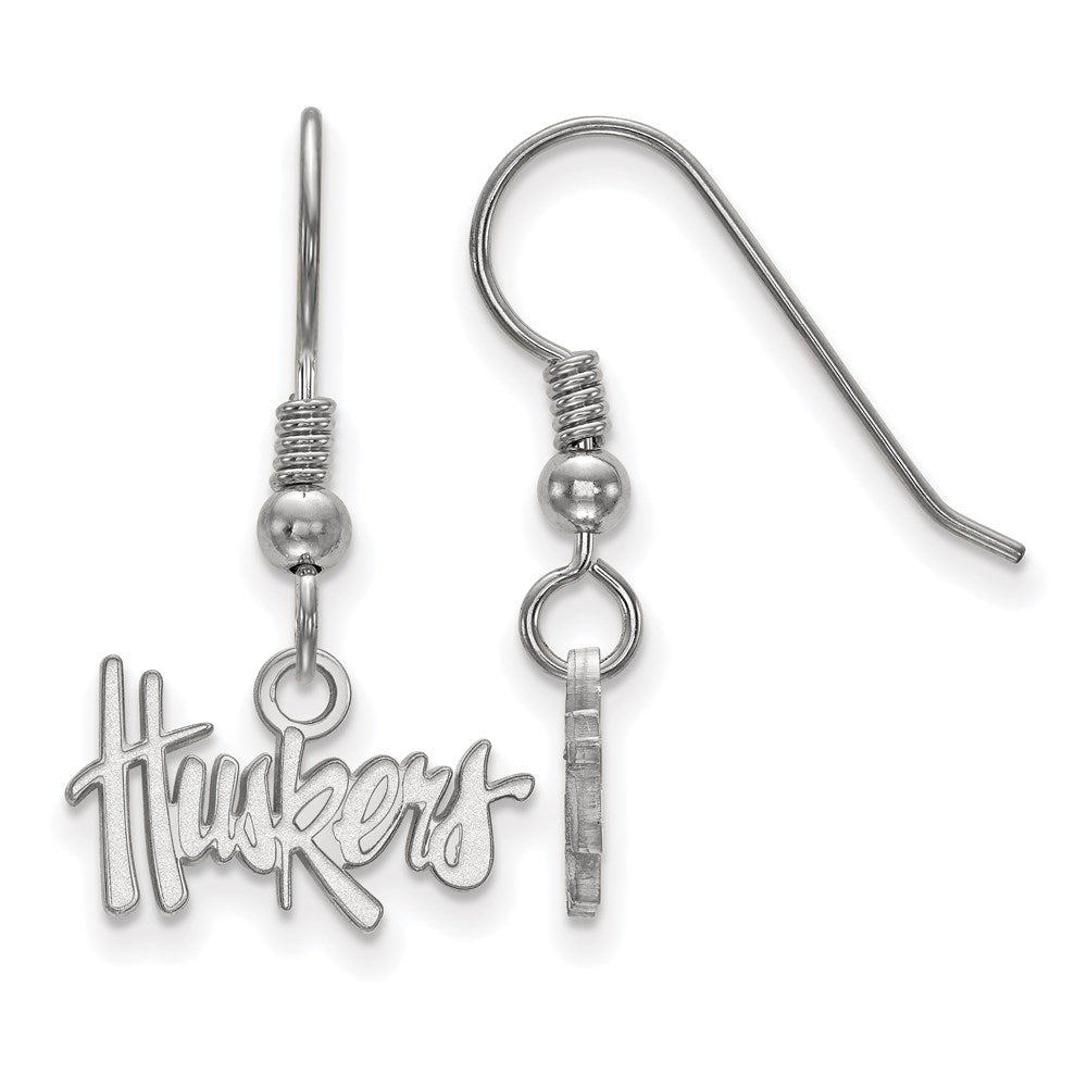 Sterlingsilber Rhodiniert Logoart University Of Nebraska Huskers Extra Klein Hängend Draht Ohrringe