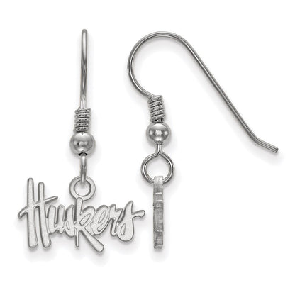 Sterlingsilber Rhodiniert Logoart University Of Nebraska Huskers Extra Klein Hängend Draht Ohrringe