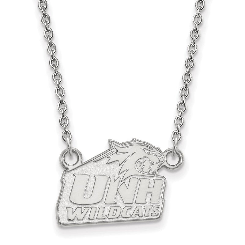 Sterlingsilber Rhodiniert Logoart University Of New Hampshire Klein Anhänger 18 Zoll Halskette
