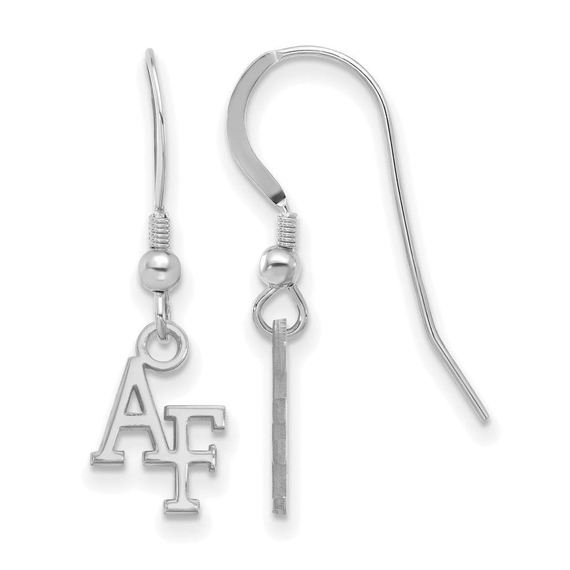 Sterlingsilber Rhodiniert Logoart Vereinigt Staaten Luft Kraft Akademie A F Extra Klein Hängend Draht Ohrringe