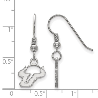 Sterlingsilber Rhodiniert Logoart University Of South Florida Bull Extra Klein Hängend Draht Ohrringe