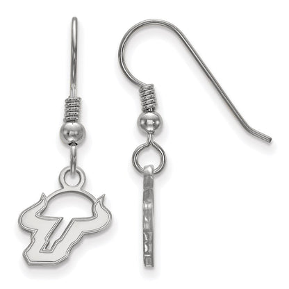 Sterlingsilber Rhodiniert Logoart University Of South Florida Bull Extra Klein Hängend Draht Ohrringe