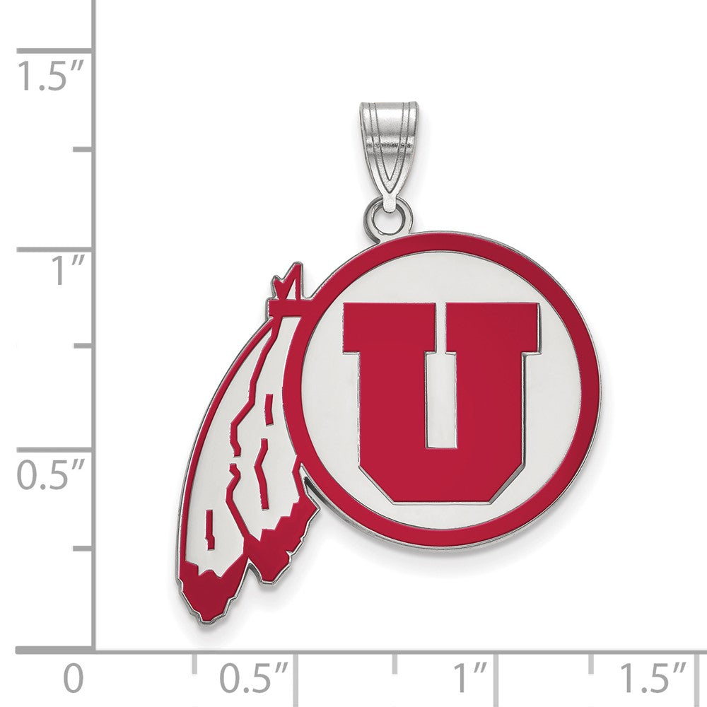 Sterlingsilber Rhodiniert Logoart University Of Utah Extra Groß Emailliert Anhänger