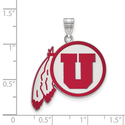 Sterlingsilber Rhodiniert Logoart University Of Utah Extra Groß Emailliert Anhänger