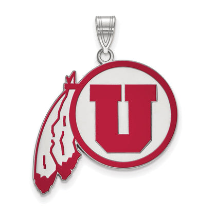Sterlingsilber Rhodiniert Logoart University Of Utah Extra Groß Emailliert Anhänger