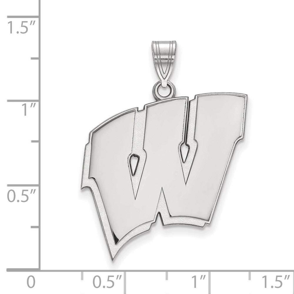 Sterlingsilber Rhodiniert Logoart University Of Wisconsin Buchstabe W Extra Groß Anhänger