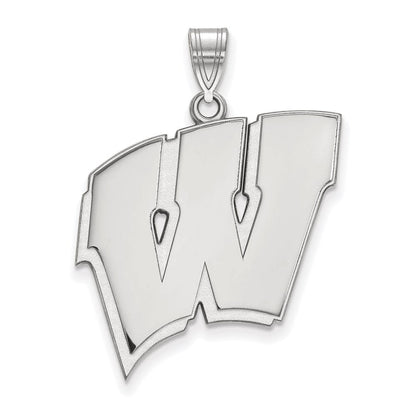 Sterlingsilber Rhodiniert Logoart University Of Wisconsin Buchstabe W Extra Groß Anhänger