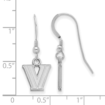 Sterlingsilber Rhodiniert Logoart Villanova University Buchstabe V Extra Klein Hängend Draht Ohrringe