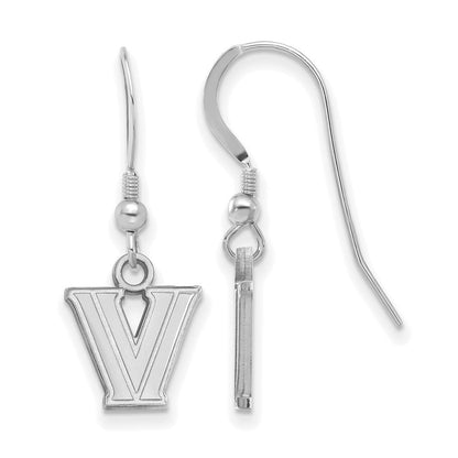 Sterlingsilber Rhodiniert Logoart Villanova University Buchstabe V Extra Klein Hängend Draht Ohrringe