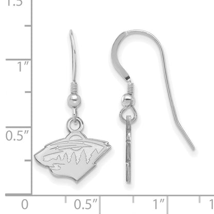 Sterlingsilber Rhodiniert Nhl Logoart Minnesota Wild Extra Klein Hängend Draht Ohrringe
