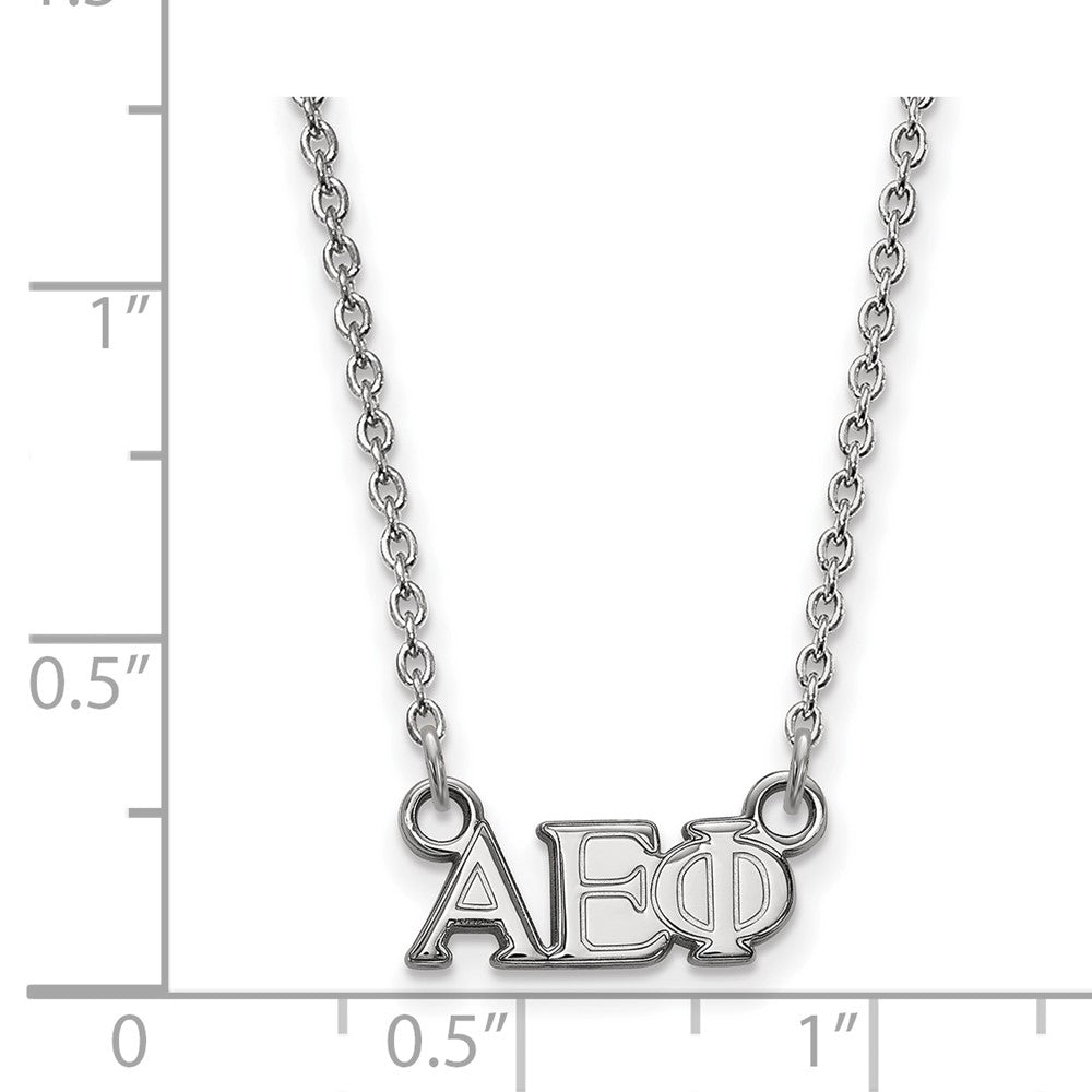 Sterlingsilber Rhodiniert Logoart Alpha Epsilon Phi Sorority Greek Buchstaben Extra Klein Anhänger 18 Zoll Halskette