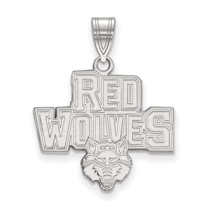 10K Weißgold Logoart Arkansas State University Rot Wolves Groß Anhänger