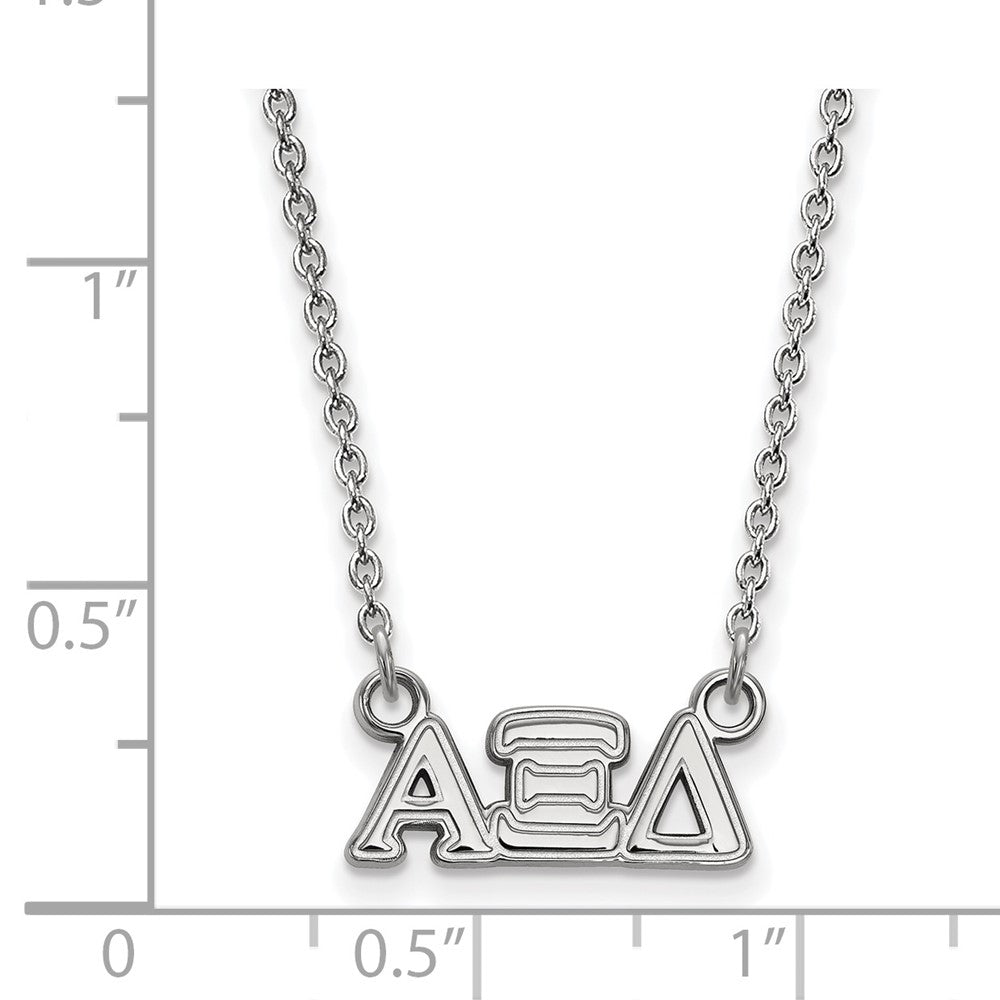 Sterlingsilber Rhodiniert Logoart Alpha Xi Delta Sorority Greek Buchstaben Extra Klein Anhänger 18 Zoll Halskette