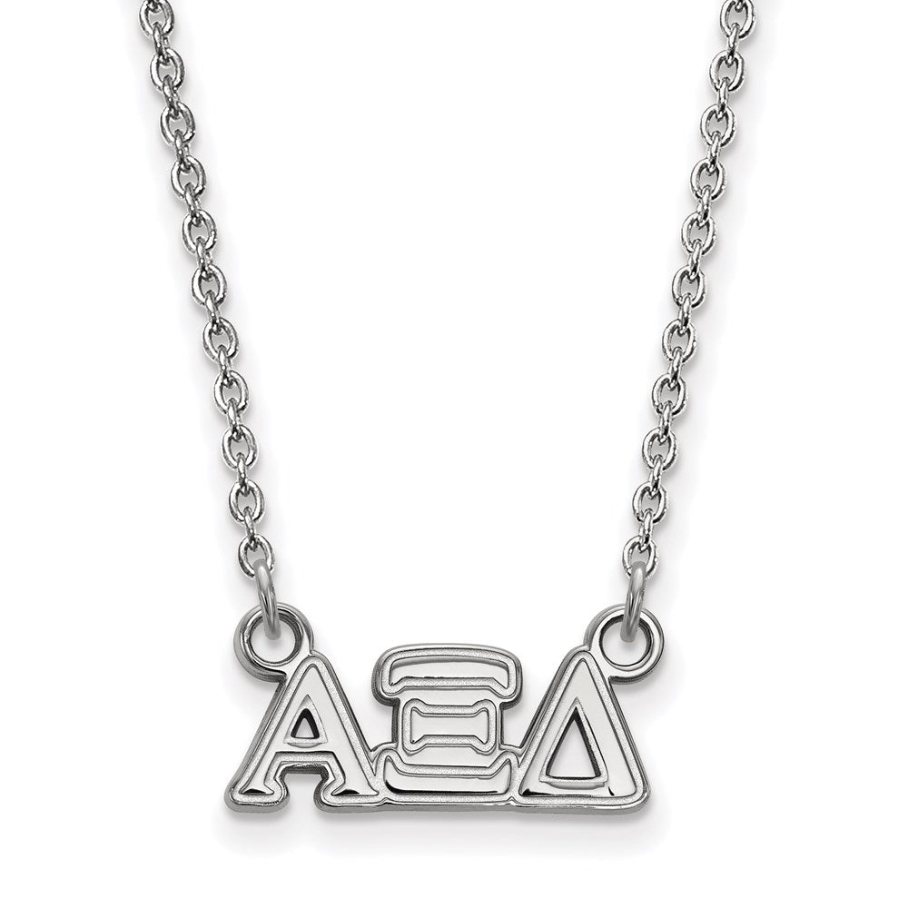 Sterlingsilber Rhodiniert Logoart Alpha Xi Delta Sorority Greek Buchstaben Extra Klein Anhänger 18 Zoll Halskette