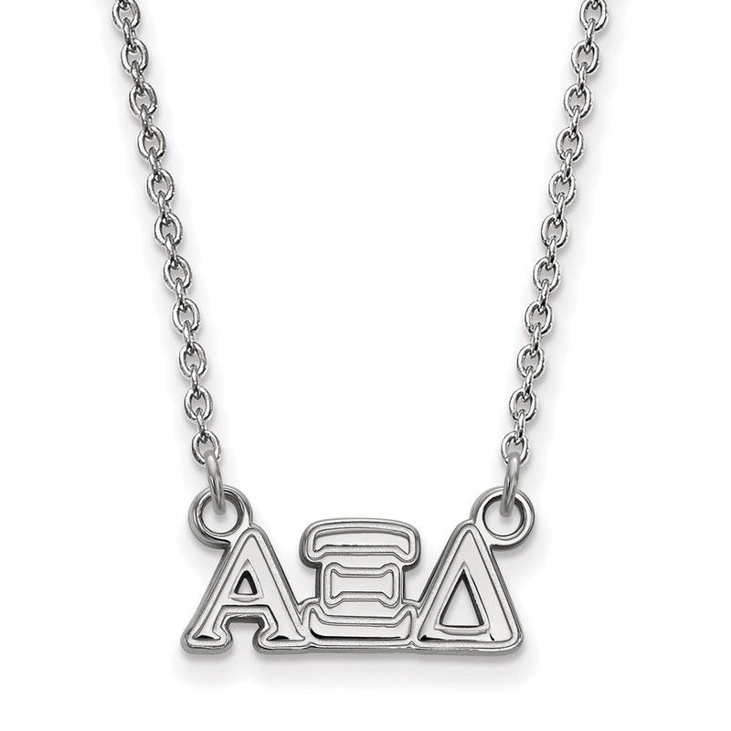 Sterlingsilber Rhodiniert Logoart Alpha Xi Delta Sorority Greek Buchstaben Extra Klein Anhänger 18 Zoll Halskette