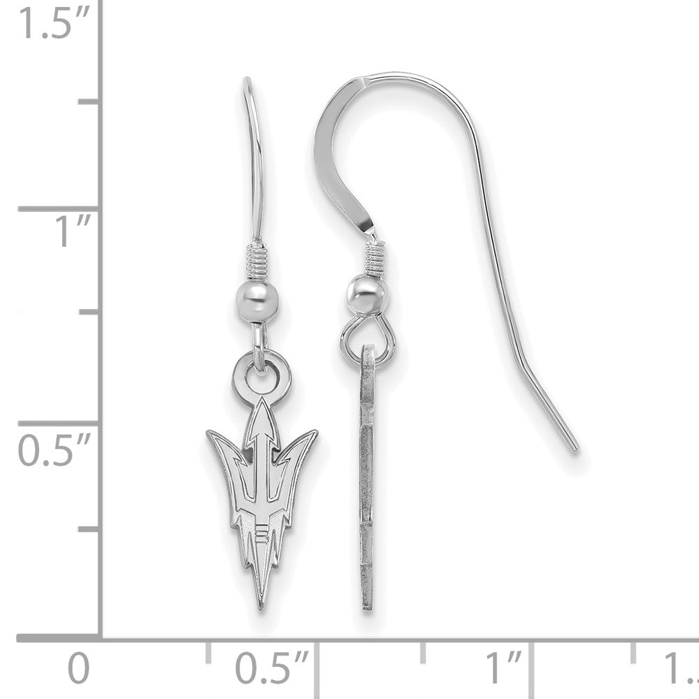 Sterlingsilber Rhodiniert Logoart Arizona State University Pitchfork Klein Hängend Draht Ohrringe