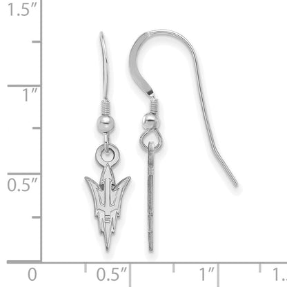 Sterlingsilber Rhodiniert Logoart Arizona State University Pitchfork Klein Hängend Draht Ohrringe