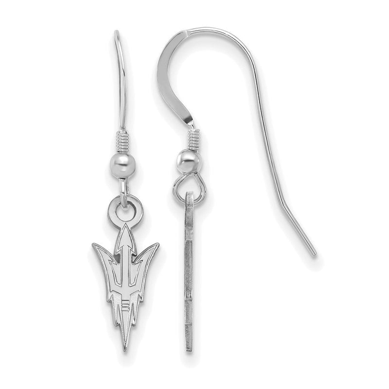 Sterlingsilber Rhodiniert Logoart Arizona State University Pitchfork Klein Hängend Draht Ohrringe