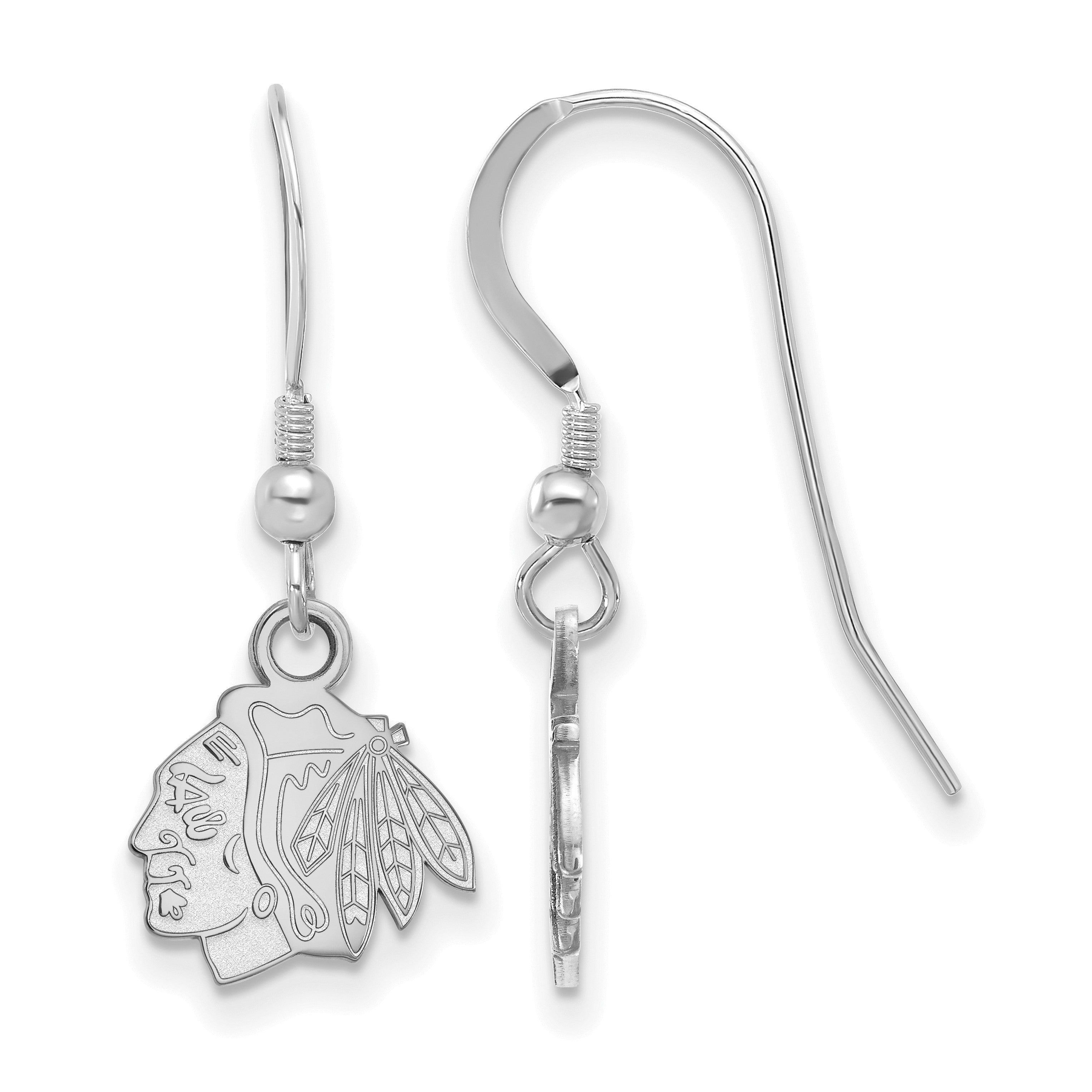 Sterlingsilber Rhodiniert Nhl Logoart Chicago Blackhawks Extra Klein Ohrhänger