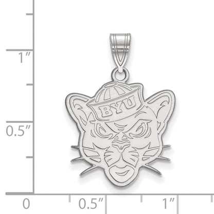 Sterlingsilber Rhodiniert Logoart Brigham Young University Cougar Groß Anhänger