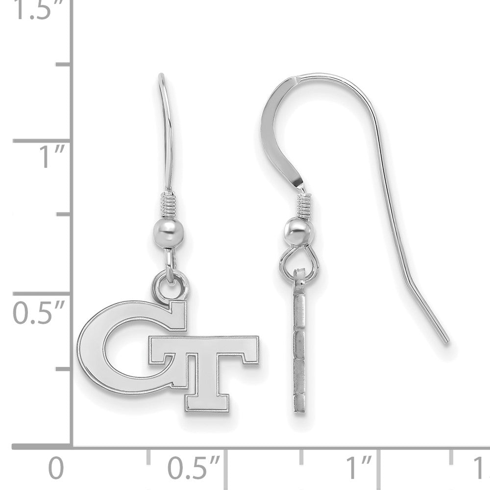 Sterlingsilber Rhodiniert Logoart Georgia Institut Of Technologie G T Extra Klein Hängend Draht Ohrringe