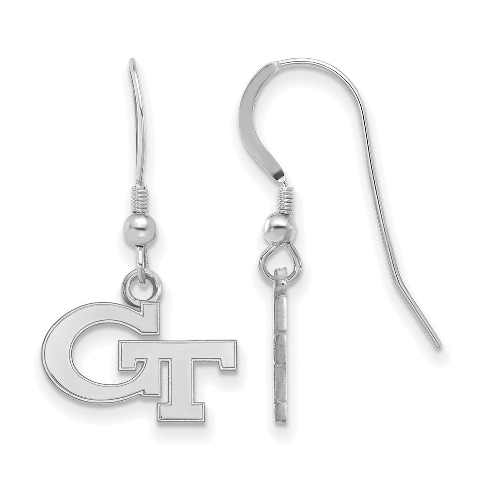 Sterlingsilber Rhodiniert Logoart Georgia Institut Of Technologie G T Extra Klein Hängend Draht Ohrringe