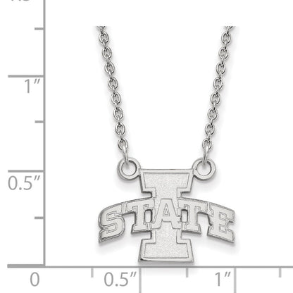 Sterlingsilber Rhodiniert Logoart Iowa State University Klein Anhänger 18 Zoll Halskette
