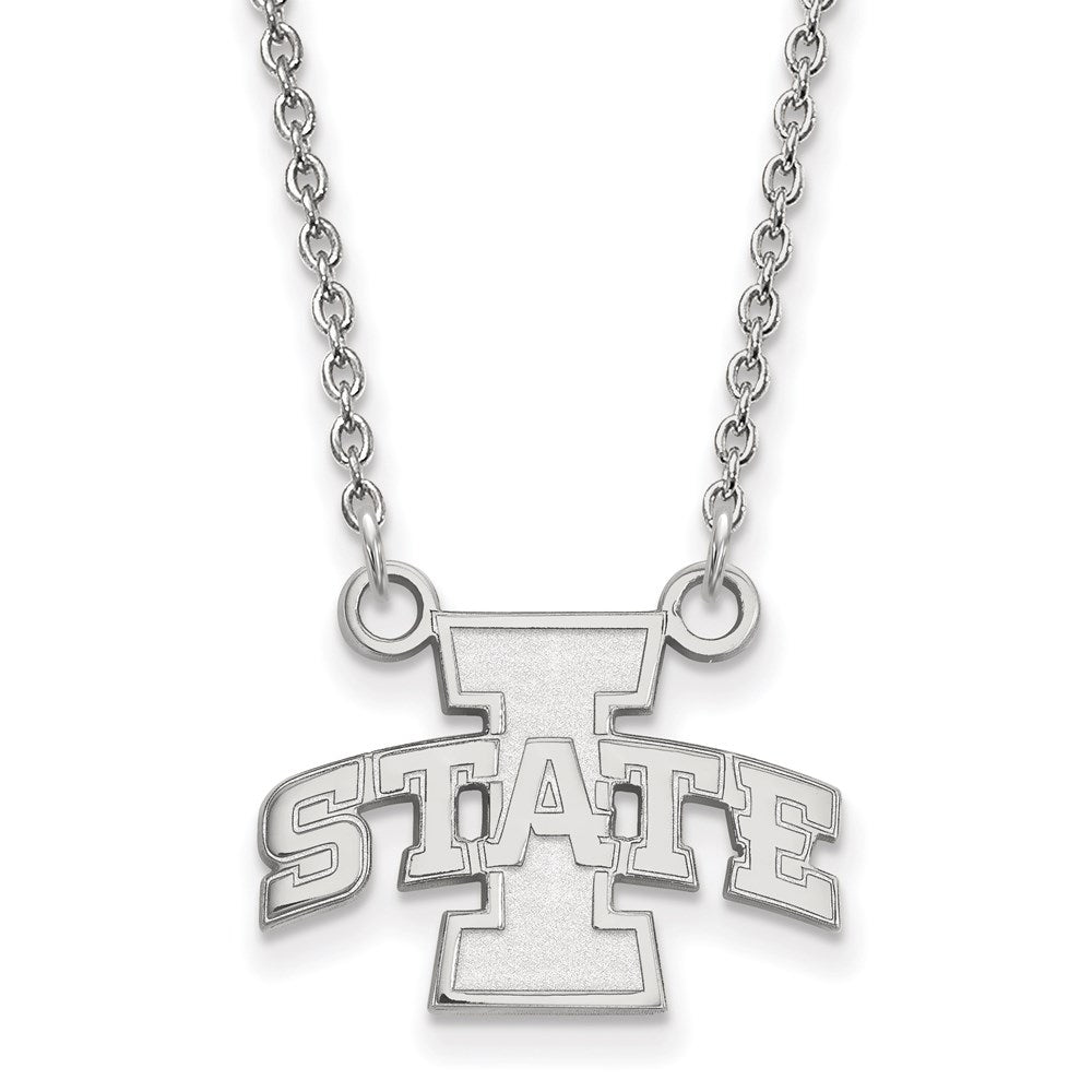 Sterlingsilber Rhodiniert Logoart Iowa State University Klein Anhänger 18 Zoll Halskette