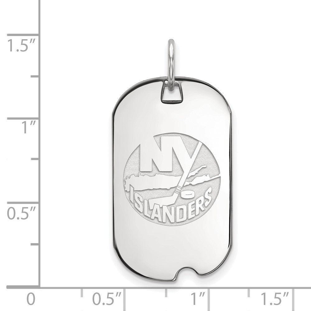 Sterlingsilber Rhodiniert Nhl Logoart New York Islanders Klein Erkennungsmarke Anhänger